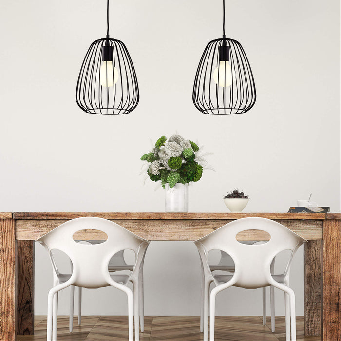 PERA: 1 Light Caged Pendant Light (Available in Black & White, Medium & Large)