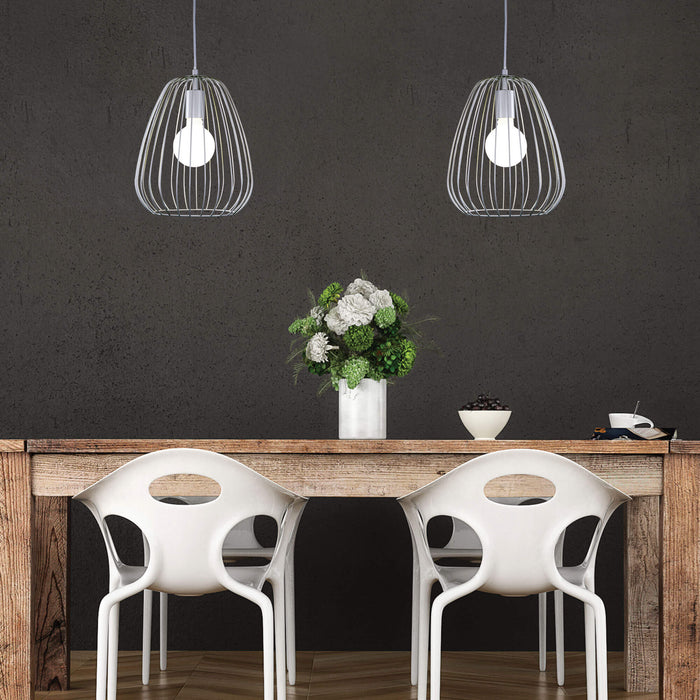 PERA: 1 Light Caged Pendant Light (Available in Black & White, Medium & Large)