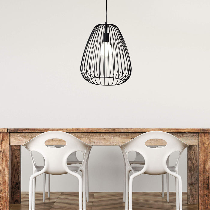 PERA: 1 Light Caged Pendant Light (Available in Black & White, Medium & Large)