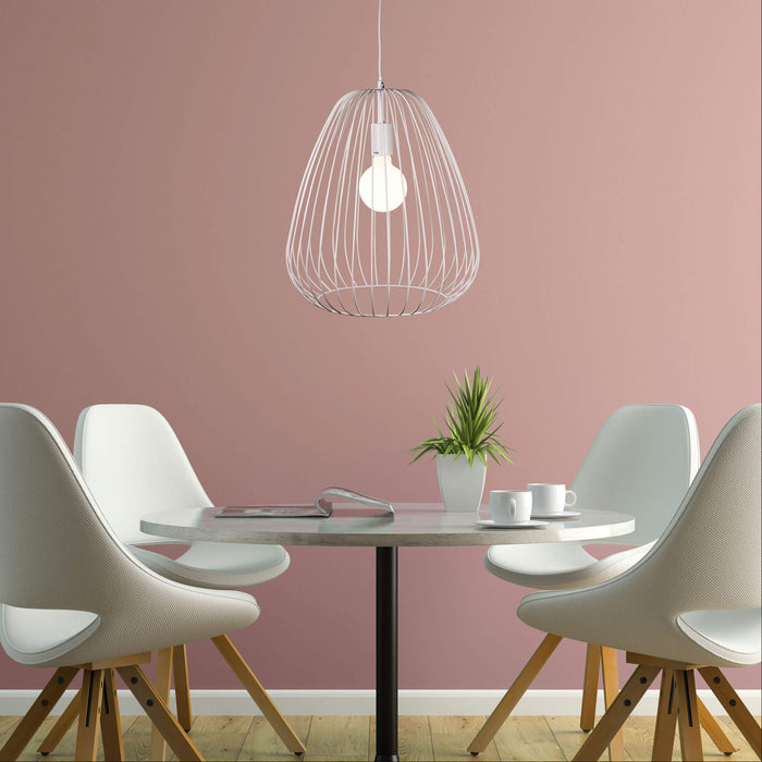 PERA: 1 Light Caged Pendant Light (Available in Black & White, Medium & Large)