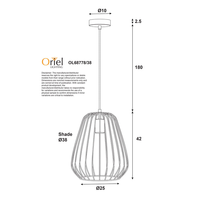 PERA: 1 Light Caged Pendant Light (Available in Black & White, Medium & Large)