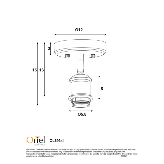 BRADWAY: E27 Ceiling and Wall Mount Only (Available in Antique Brass, Black & Chrome)