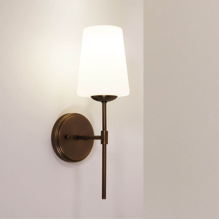 KINBURY: Metal Wall Light with Tapered Glass Shade( Available in Black, Bronze & Satin Brass)