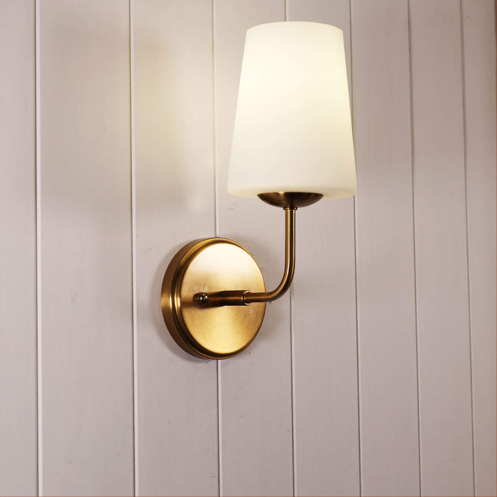 HOPLEY: Metal Wall Light with Tapered Clear Glass Shade( Available in Black & Satin Brass)
