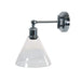 Oriel HEATH: Swing Arm Metal Wall Light with Tapered Clear Glass Shade( Available in Black, Chrome & Satin Brass)