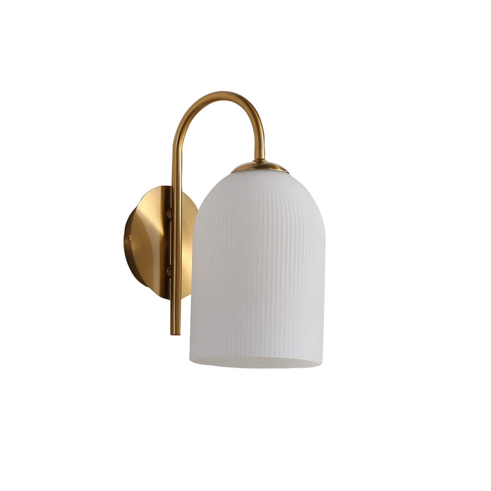 ARLEY: Wall Light with Ribbed Opal Matt Glass Shade (Available in Black, White & Satin Brass)