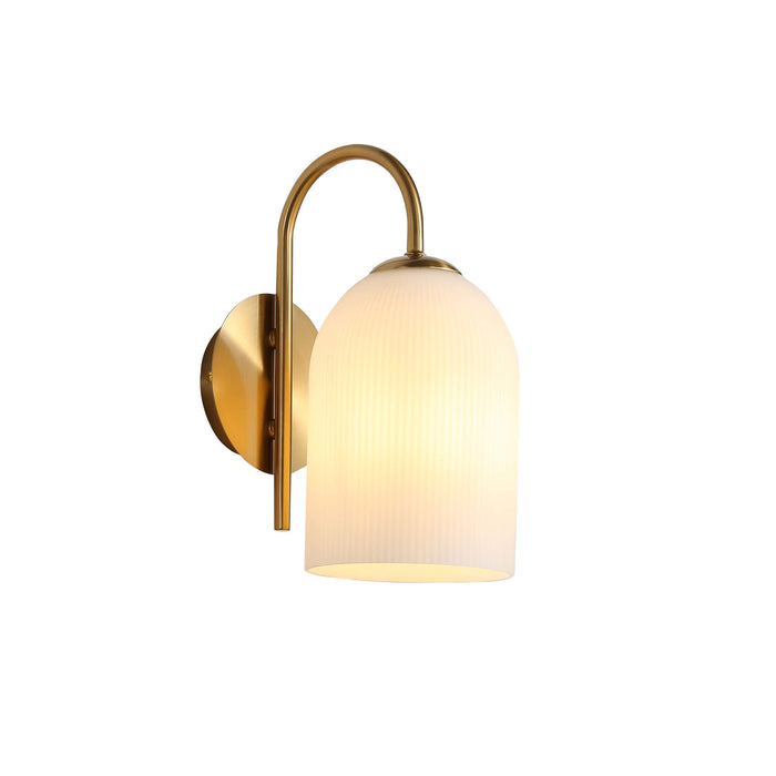 ARLEY: Wall Light with Ribbed Opal Matt Glass Shade (Available in Black, White & Satin Brass)