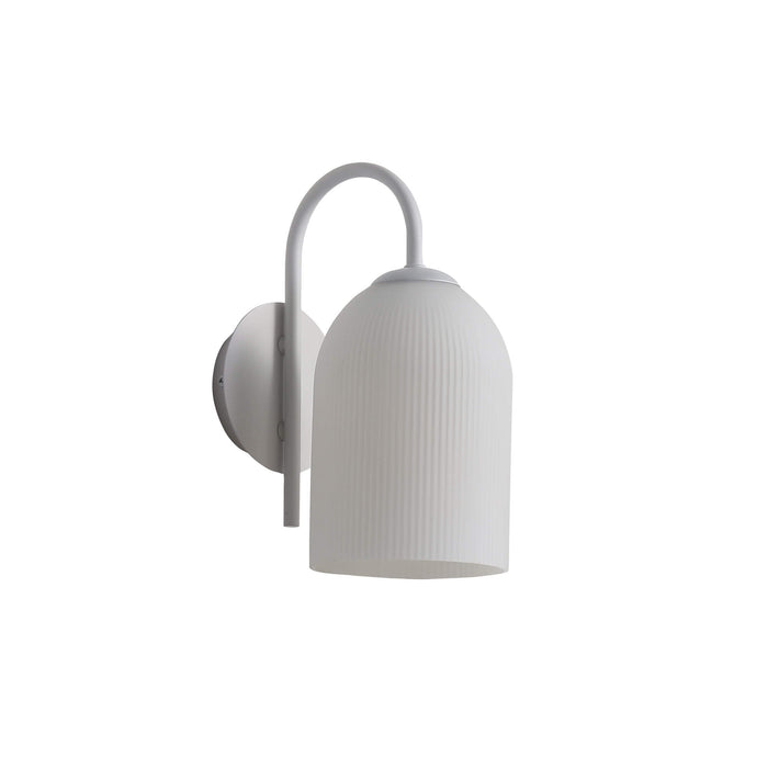 ARLEY: Wall Light with Ribbed Opal Matt Glass Shade (Available in Black, White & Satin Brass)