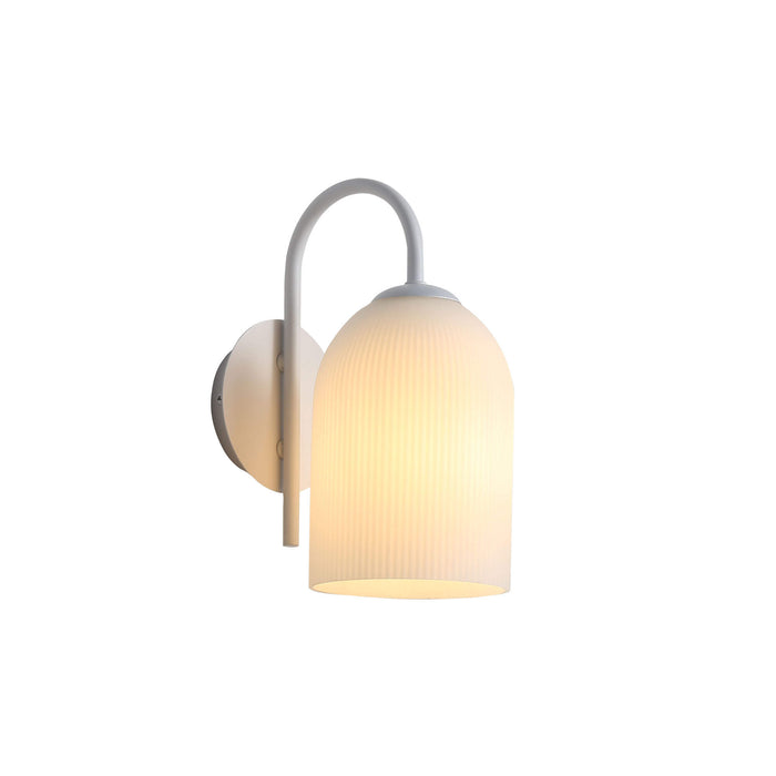 ARLEY: Wall Light with Ribbed Opal Matt Glass Shade (Available in Black, White & Satin Brass)