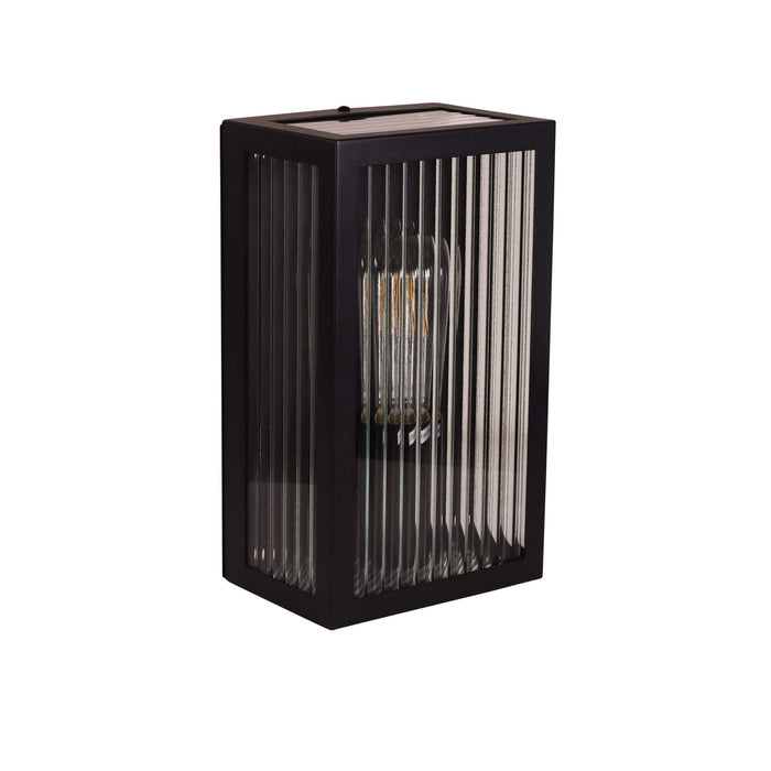 Oriel CHICAGO: Black 1 Light Rectangular Outdoor Wall Light with Reeded Glass Diffuser