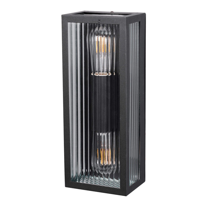 Oriel CHICAGO: Clear Ribbed Glass Decorative Up/Down Outdoor Wall Light