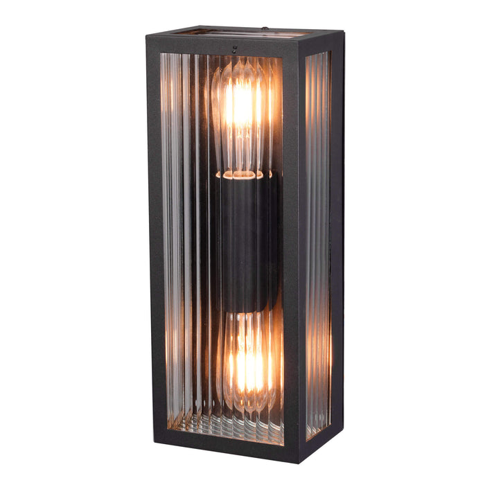 CHICAGO: Clear Ribbed Glass Decorative Up/Down Outdoor Wall Light