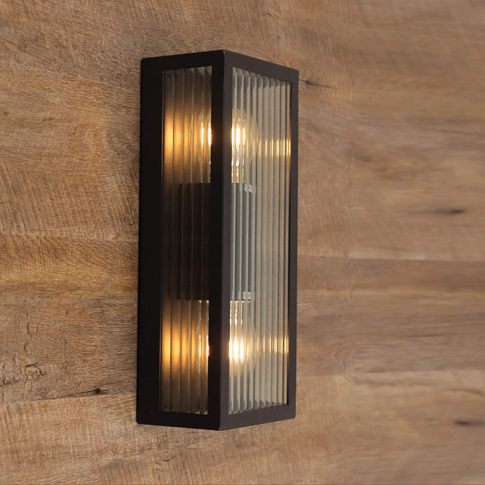 CHICAGO: Clear Ribbed Glass Decorative Up/Down Outdoor Wall Light