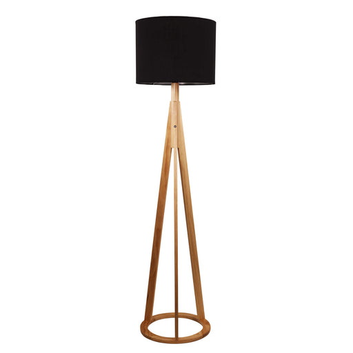 Oriel STABB: Scandi Wooden Tripod Floor Lamp with Drum Shade(Available in Black & White)