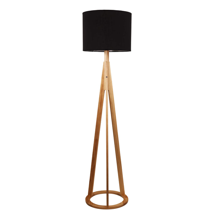 Oriel STABB: Scandi Wooden Tripod Floor Lamp with Drum Shade(Available in Black & White)