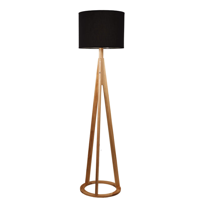 STABB: Scandi Wooden Tripod Floor Lamp with Drum Shade(Available in Black & White)