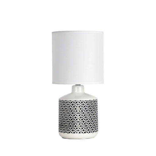 Oriel CELIA: White Ceramic Table Lamp with Off-White Poly Cotton Shade