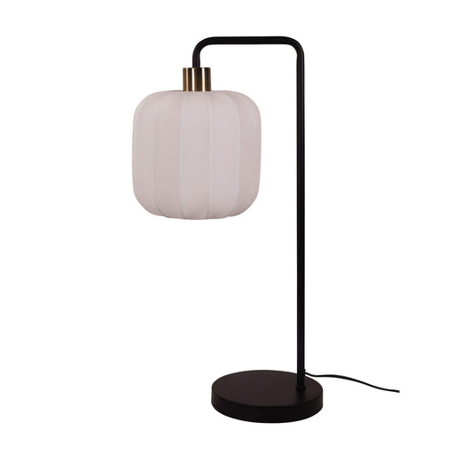 Oriel GRETA: Black Decorative Task Lamp with White Elastic Fabric Shade