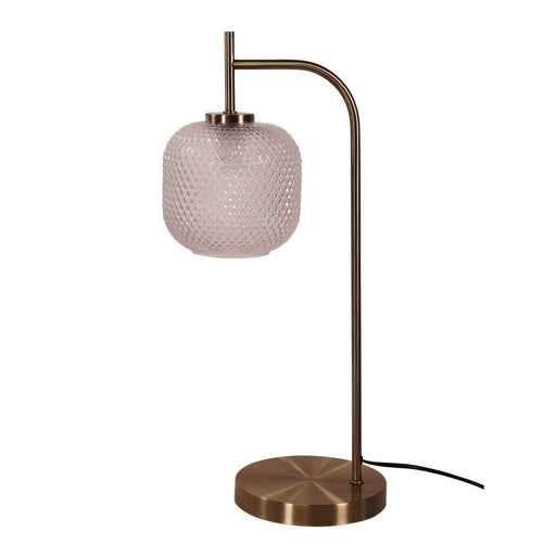 Oriel CROSS: Antique Brass Decorative Task Lamp with Diamond Pattern Glass Shade