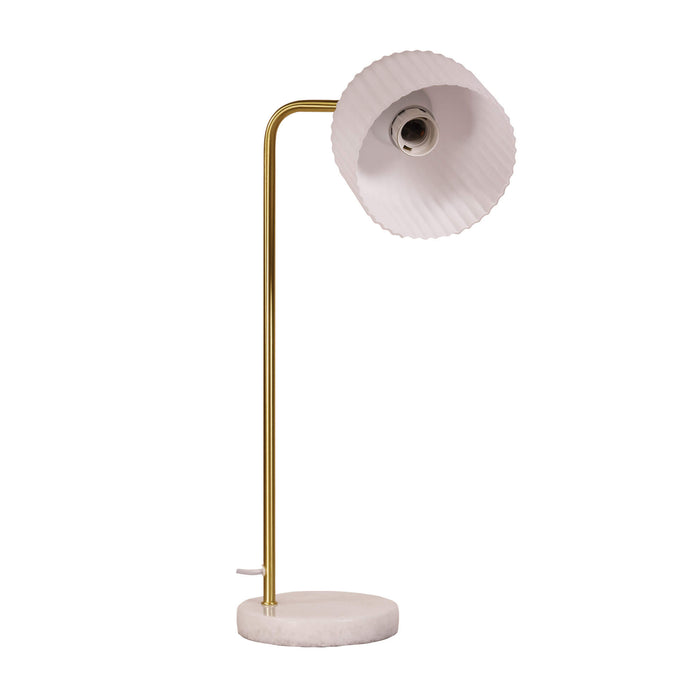 CHARLOTTE: Satin Brass Decorative Desk Lamp with Glass Shade