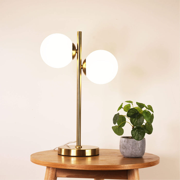 VALCROSS: Decorative Table Lamp with 2 Sphere Glass Diffuser (Available in Smoke Glass & Opal Matt Glass)