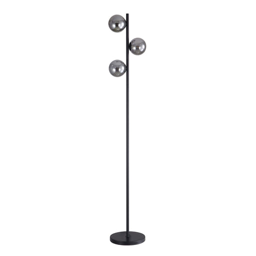 Oriel VALCROSS: Decorative Floor Lamp with 2 Sphere Glass Diffuser (Available in Smoke Glass & Opal Matt Glass)