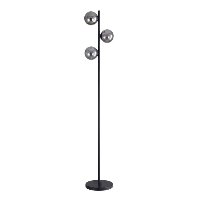 Oriel VALCROSS: Decorative Floor Lamp with 2 Sphere Glass Diffuser (Available in Smoke Glass & Opal Matt Glass)
