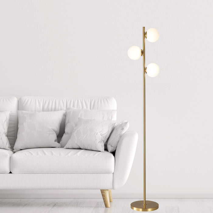 VALCROSS: Decorative Floor Lamp with 2 Sphere Glass Diffuser (Available in Smoke Glass & Opal Matt Glass)