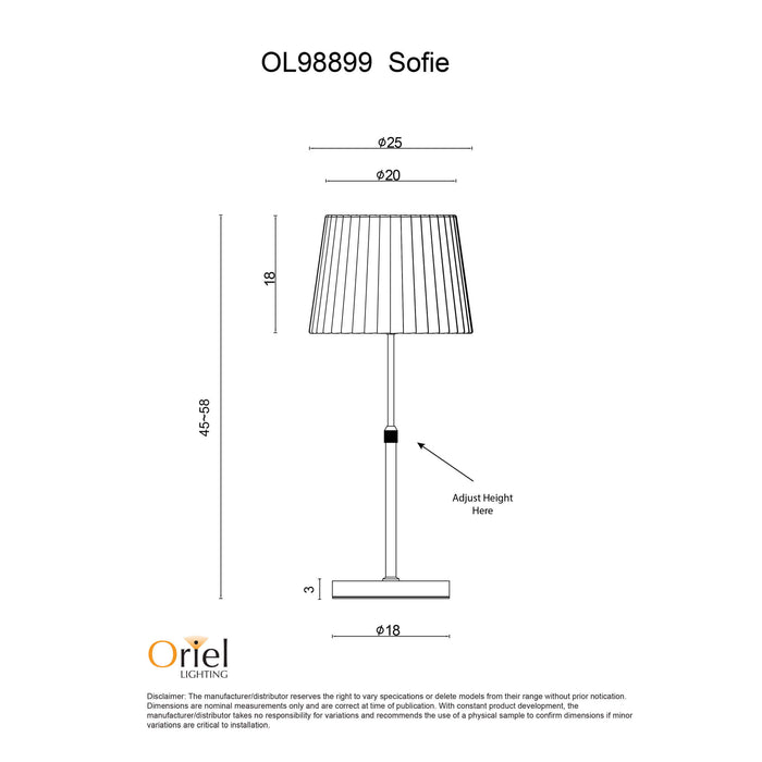 SOFIE: Height Adjustable Table Lamp