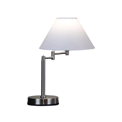 Oriel ZOE - Traditional Brushed Chrome Swing Arm On/Off Touch Table Lamp With White Shade  - ON/OFF TOUCH