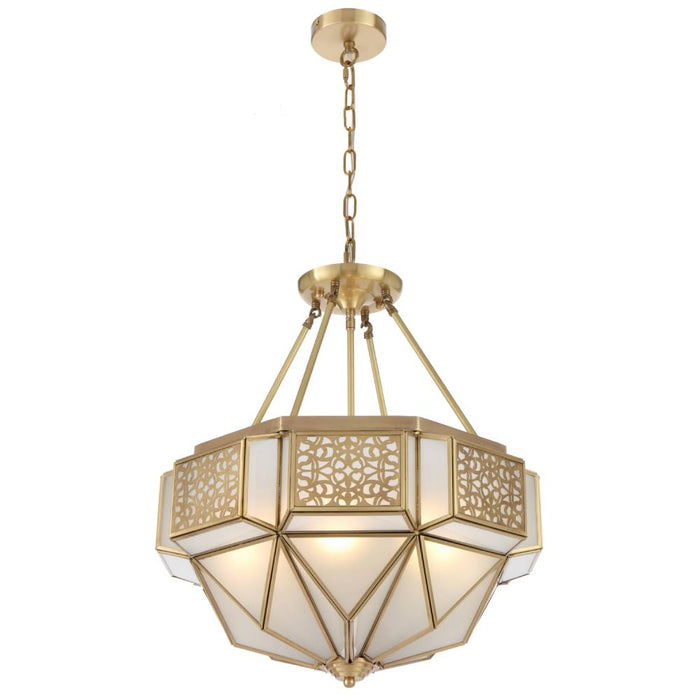 OVERTON: Brass Close to Ceiling Pendant Light with Glass Diffuser