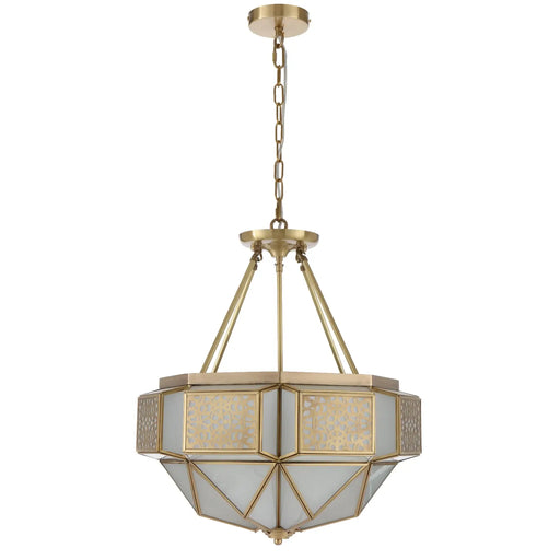 Telbix OVERTON: Brass Close to Ceiling Pendant Light with Glass Diffuser