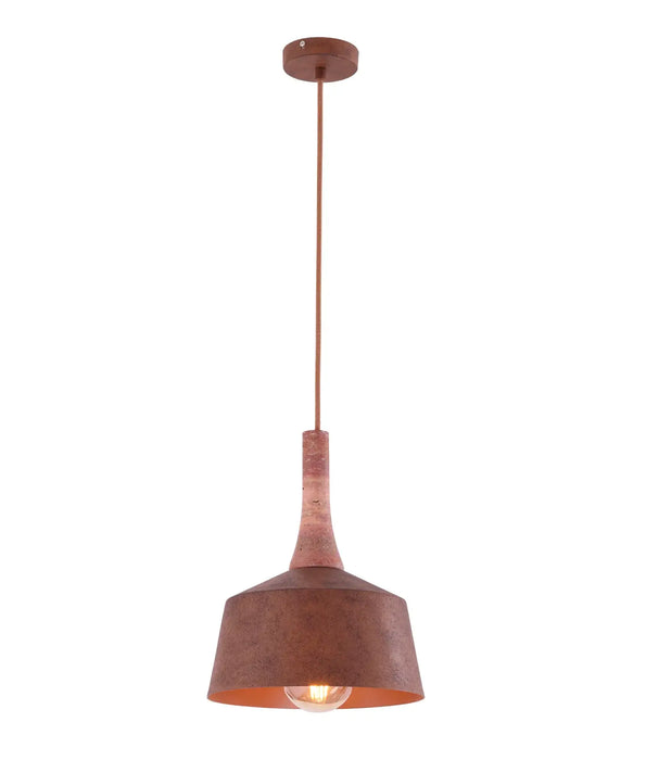 OXIDO: Rustic Brown with Travertine Highlight Angled Dome Interior Pendant Lights (Available in 270mm, 400mm & 550mm)