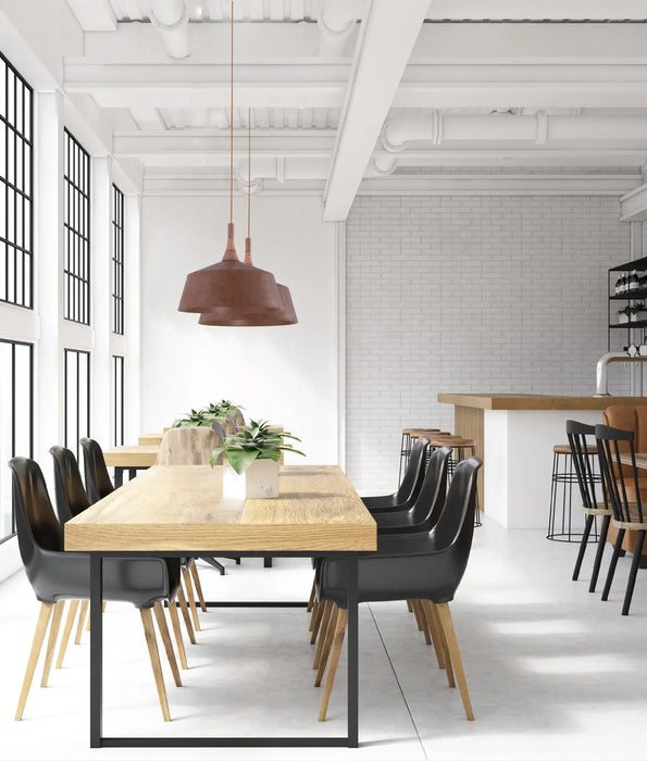 OXIDO: Rustic Brown with Travertine Highlight Angled Dome Interior Pendant Lights (Available in 270mm, 400mm & 550mm)