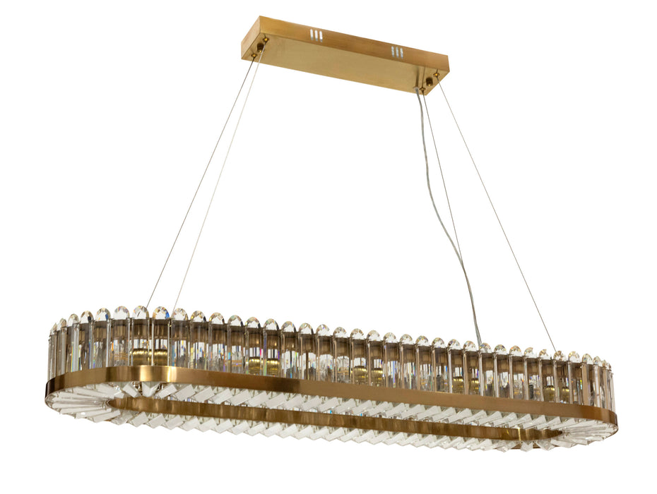 PALLADIO - 12L Brushed Brass Crystal Long Pendant 240V E14