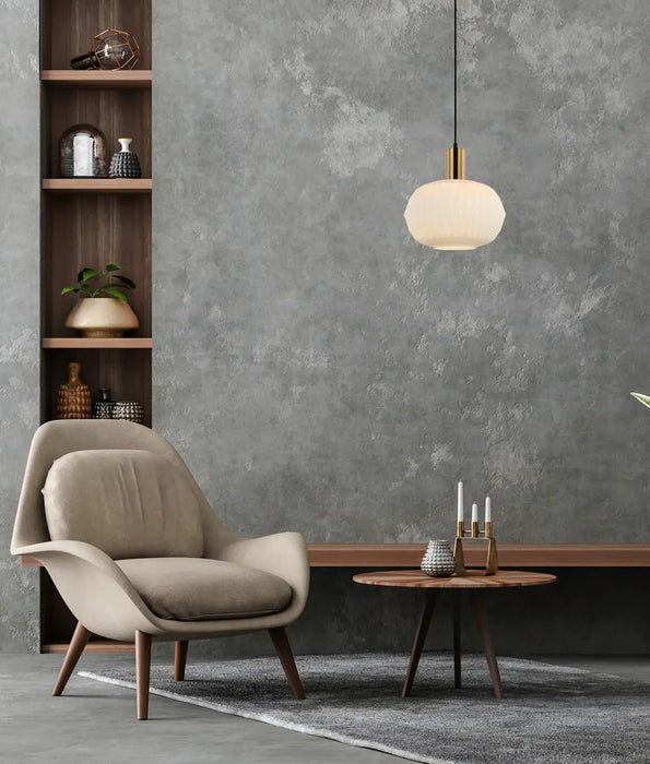 PAPEL: Pleated Opal Glass Dome Interior Pendant Lights (Available in Translucent Glass & Opaque Glass)