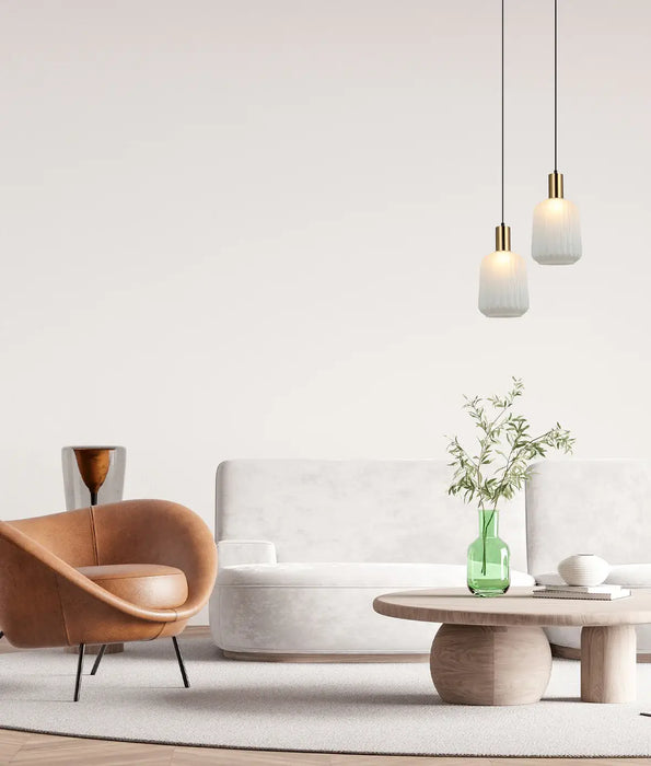 PAPEL: Pleated Opal Glass Jar Interior Pendant Lights (Available in Translucent Glass & Opaque Glass)