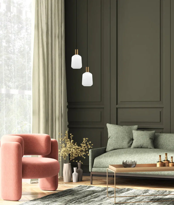 PAPEL: Pleated Opal Glass Jar Interior Pendant Lights (Available in Translucent Glass & Opaque Glass)