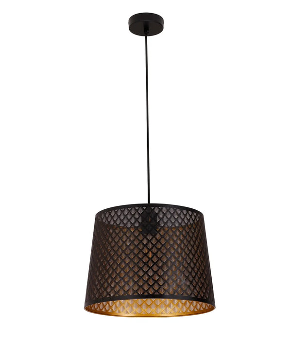 PENSHADE: Iron Interior Pendant Light with Laser Cut Geometry Pattern (Available in Black & White)