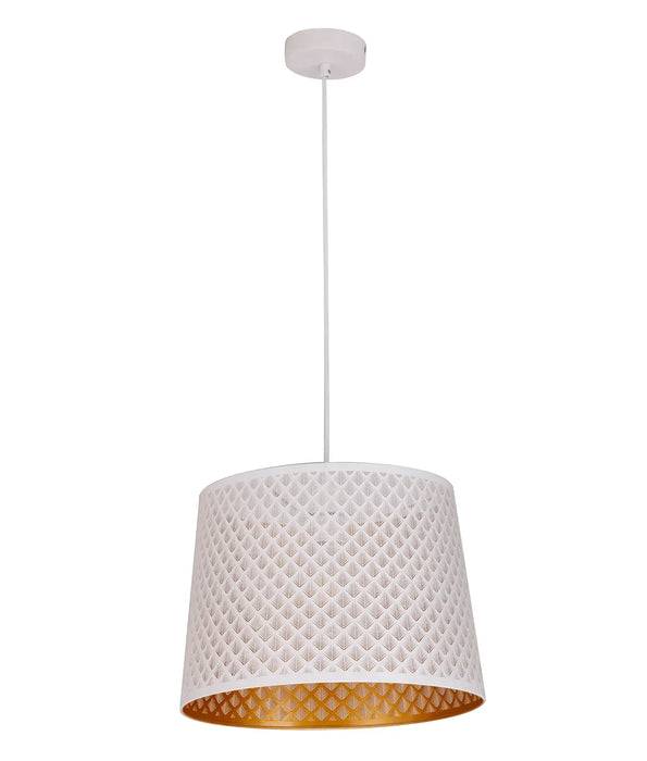 PENSHADE: Iron Interior Pendant Light with Laser Cut Geometry Pattern (Available in Black & White)