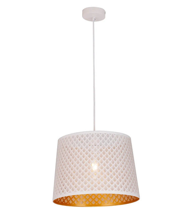 PENSHADE: Iron Interior Pendant Light with Laser Cut Geometry Pattern (Available in Black & White)