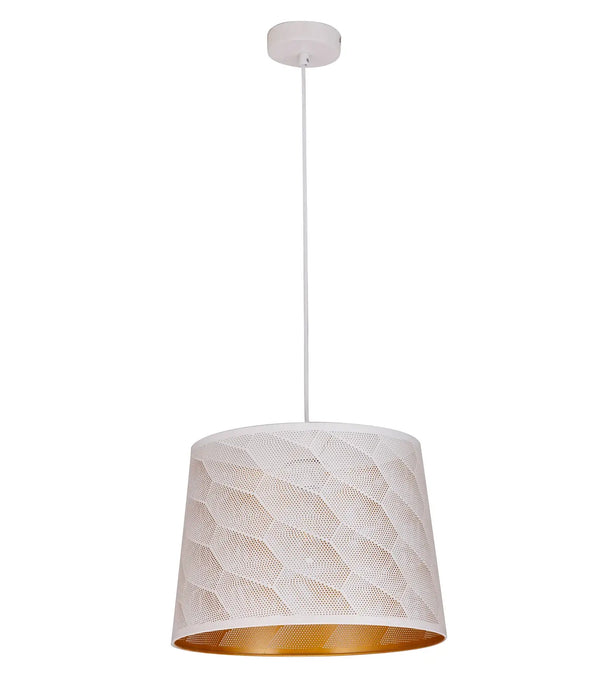 CLA PENSHADE: Iron Interior Pendant Light with Laser Cut Honeycomb Pattern (Available in Black & White)