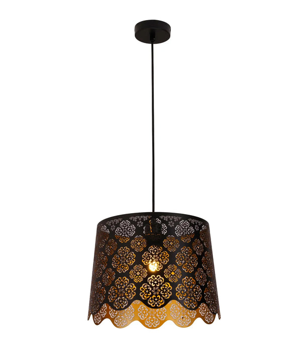 CLA PENSHADE: Iron Interior CLA Pendant Light with Laser Cut Flower Pattern