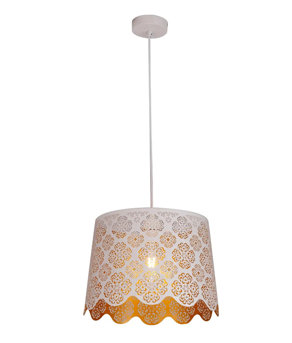 PENSHADE: Iron Interior Pendant Light with Laser Cut Flower Pattern