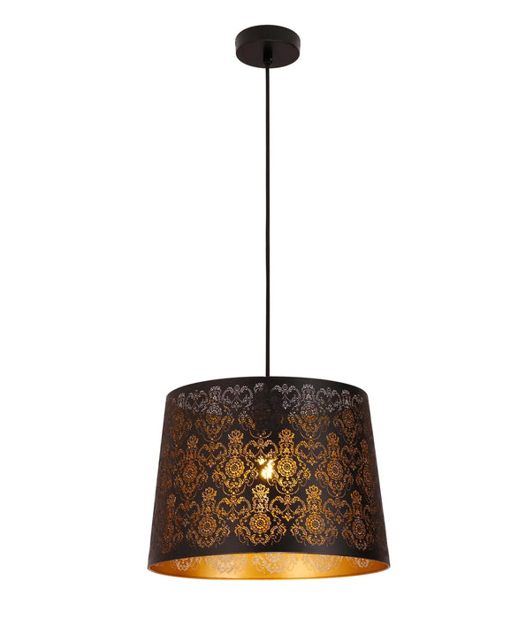 PENSHADE: Iron Interior Pendant Light with Laser Cut Fleur Pattern (Available in Black & White)