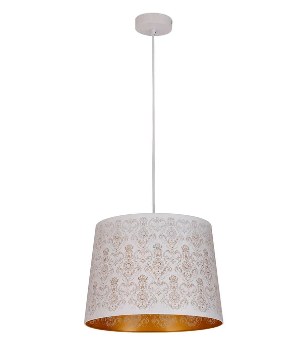 PENSHADE: Iron Interior Pendant Light with Laser Cut Fleur Pattern (Available in Black & White)