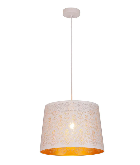 PENSHADE: Iron Interior Pendant Light with Laser Cut Fleur Pattern (Available in Black & White)