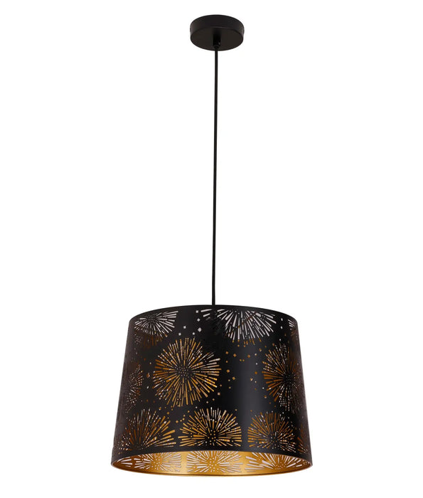 PENSHADE: Iron Interior Pendant Light with Laser Cut Starburst Pattern (Available in Black & White)