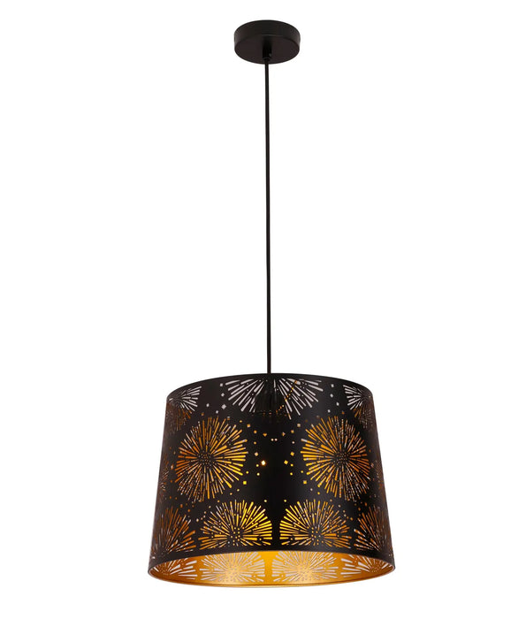 PENSHADE: Iron Interior Pendant Light with Laser Cut Starburst Pattern (Available in Black & White)