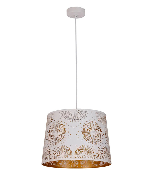 PENSHADE: Iron Interior Pendant Light with Laser Cut Starburst Pattern (Available in Black & White)